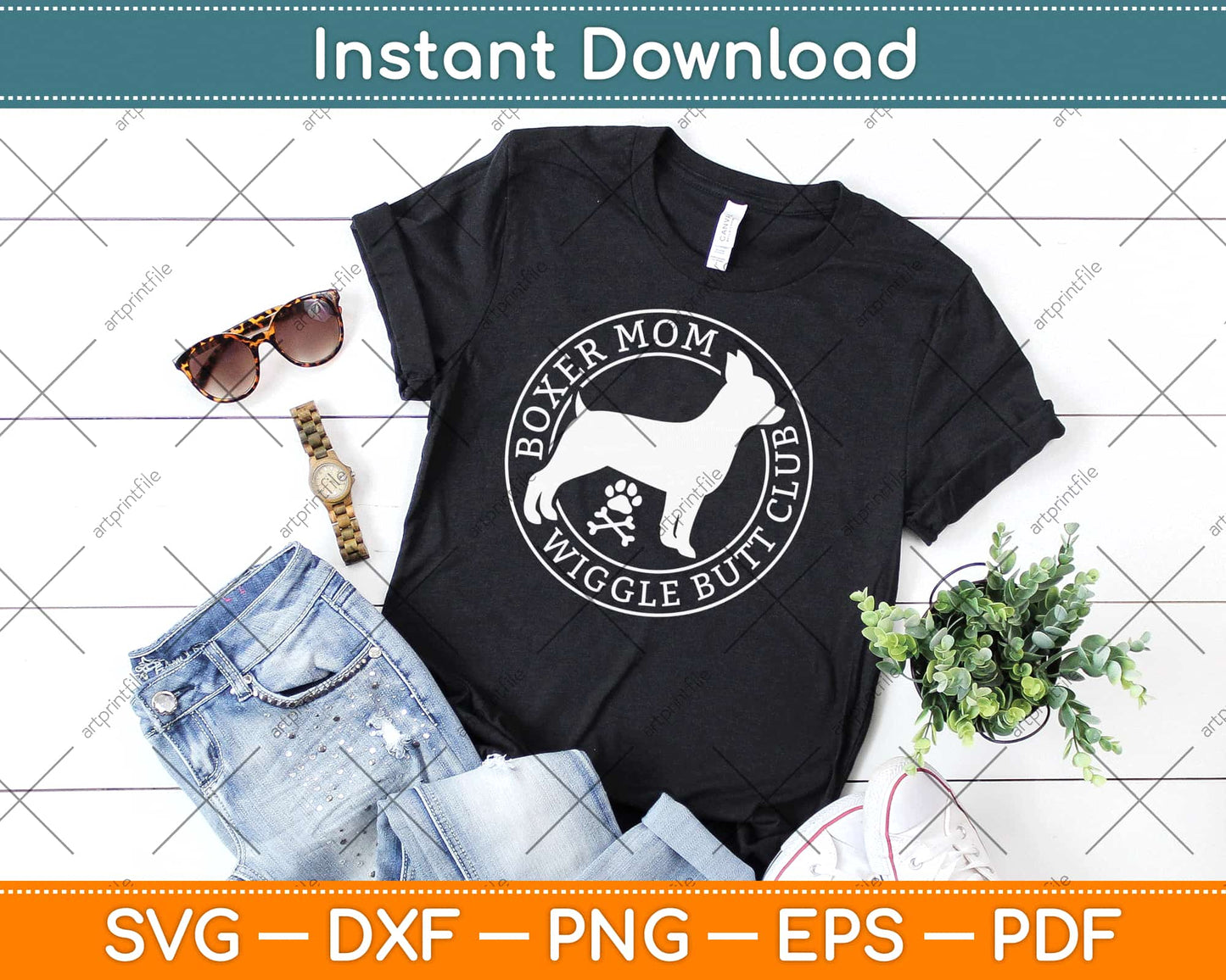 Boxer Mom Wiggle Butt Club Dog Svg Design Cricut Printable Cutting Files