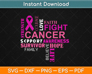 Breast Cancer Support Breast Cancer Awareness Svg Design Cricut Cut Files