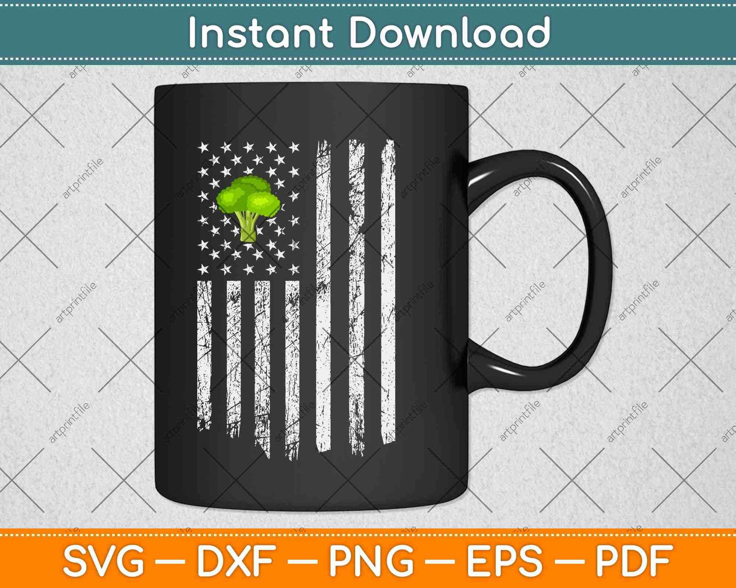 Broccoli Keto Diet Vegan Vegetarian American Flag Vegetables Svg Design File