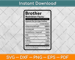 Brother Nutrition Facts Svg Png Dxf Digital Cutting Files