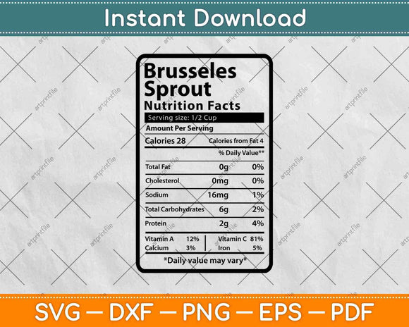 Brussels Sprout Nutrition Facts Svg Png Dxf Digital Cutting File