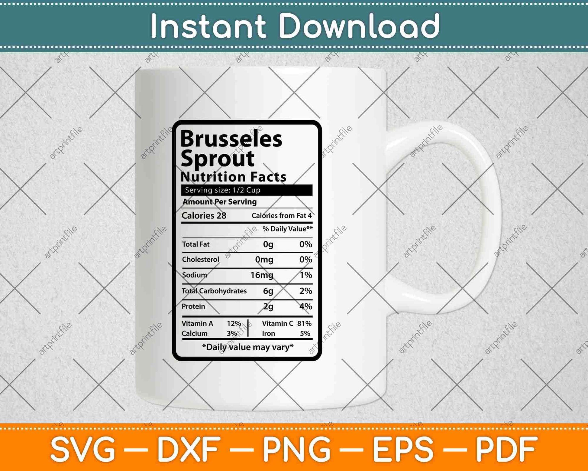 Brussels Sprout Nutrition Facts Svg Png Dxf Digital Cutting File