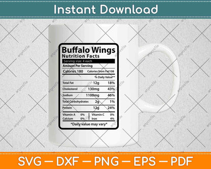 Buffalo Wings Nutrition Facts Thanksgiving Svg Png Dxf Digital Cutting File