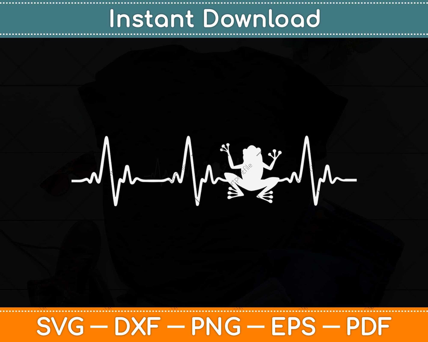 Bullfrog Heartbeat Toad Animal Lover Svg Png Dxf Digital Cutting File