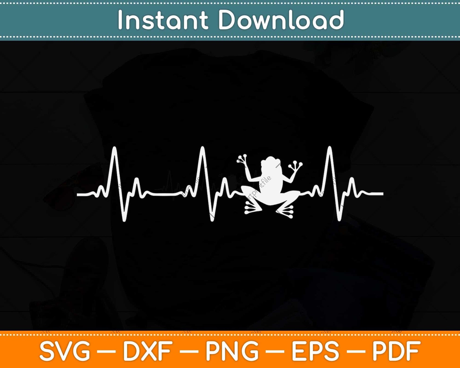 Bullfrog Heartbeat Toad Animal Lover Svg Png Dxf Digital Cutting File