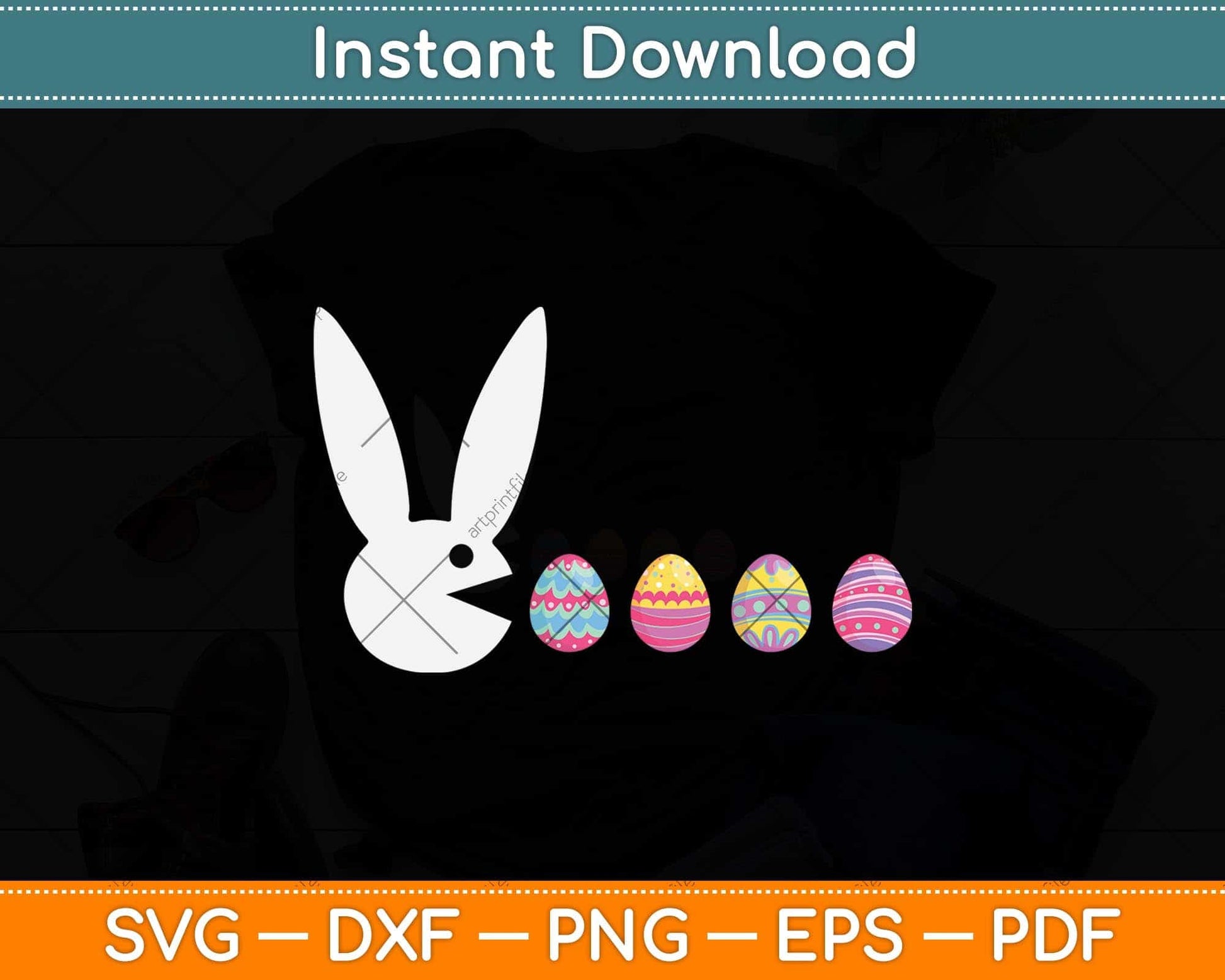 Bunny Happy Easter Egg Hunting Svg Png Dxf Digital Cutting File