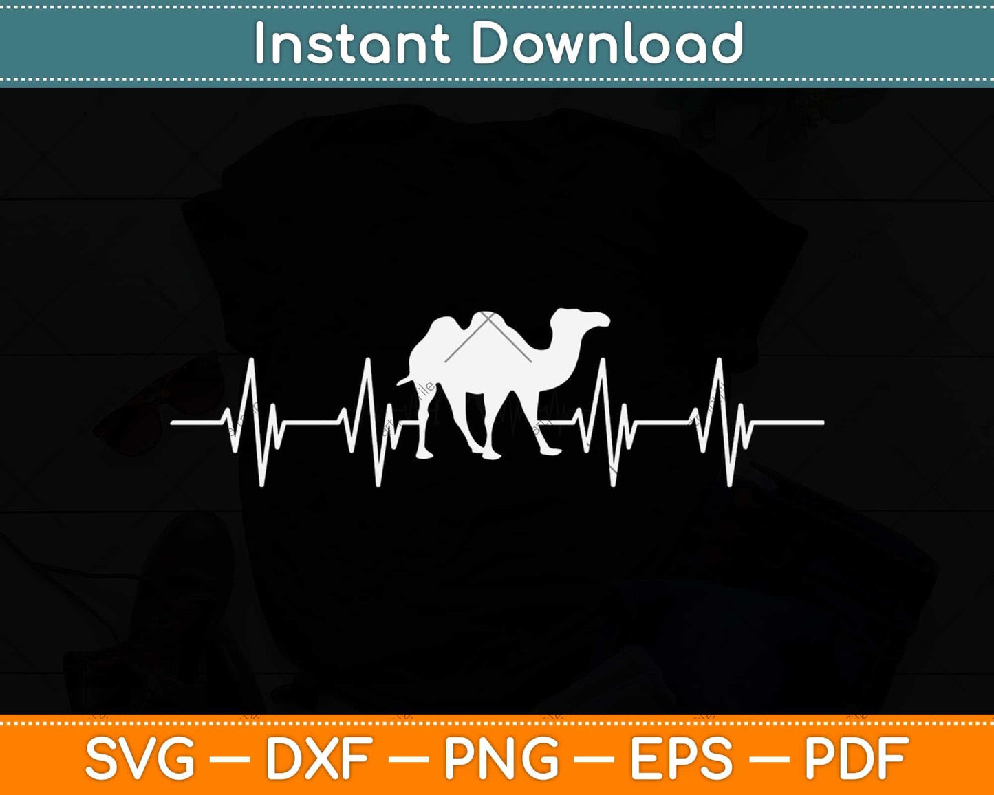 Camel Heartbeat Calf Animal Lover Svg Png Dxf Digital Cutting File