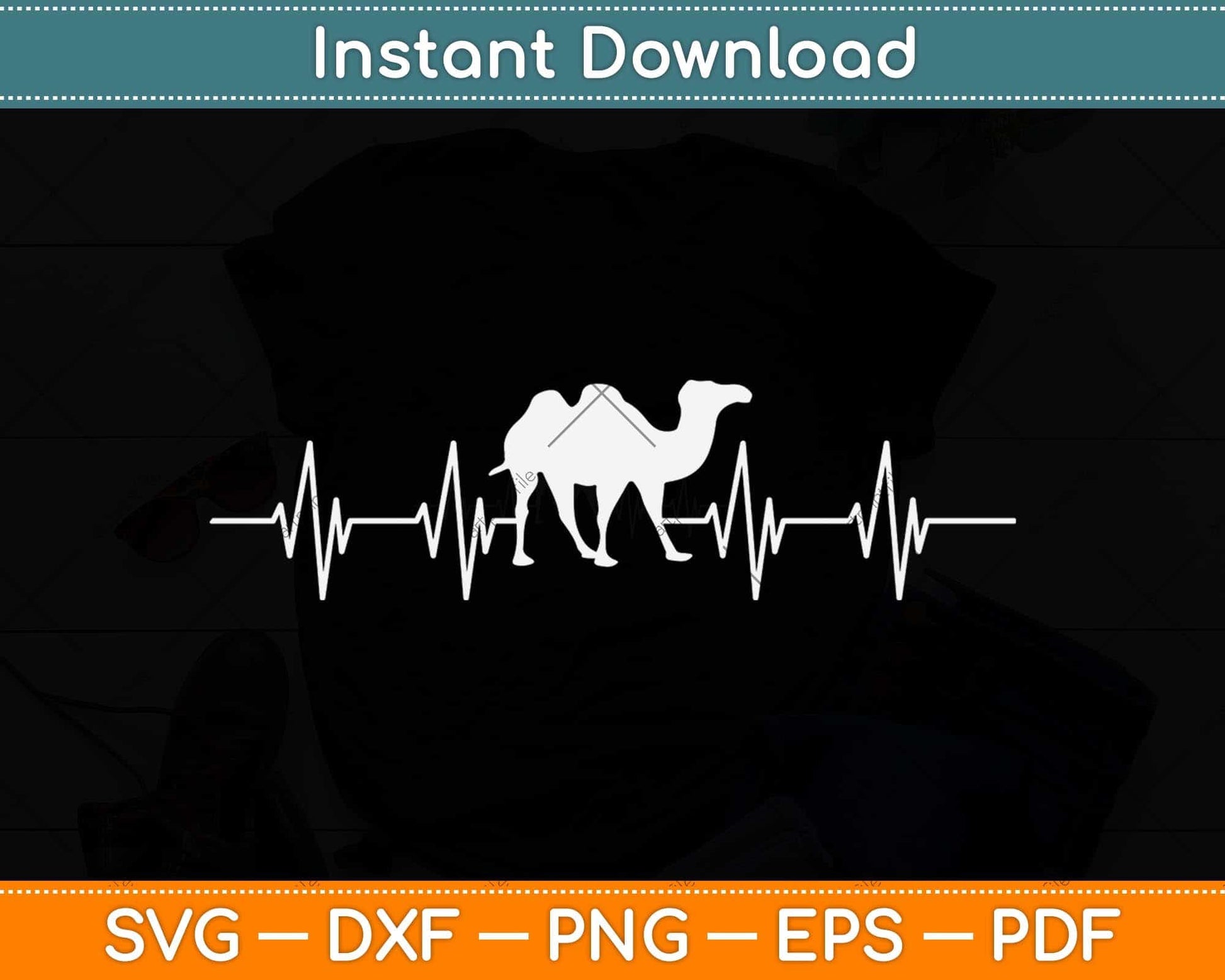 Camel Heartbeat Calf Animal Lover Svg Png Dxf Digital Cutting File
