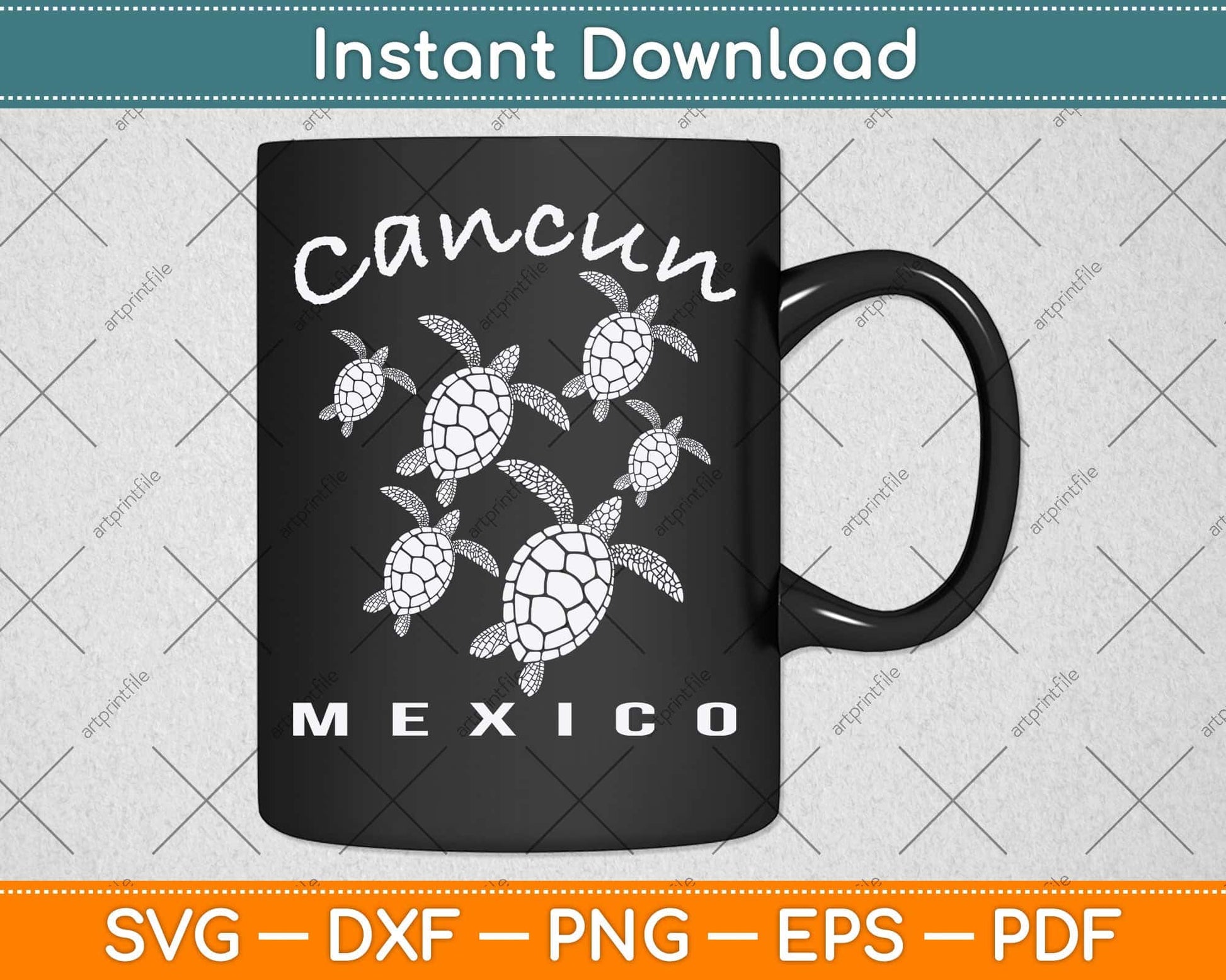 Cancun Mexico Sea Turtles Beach Vacation Trip Retro Vintage Svg Png Dxf Cutting File