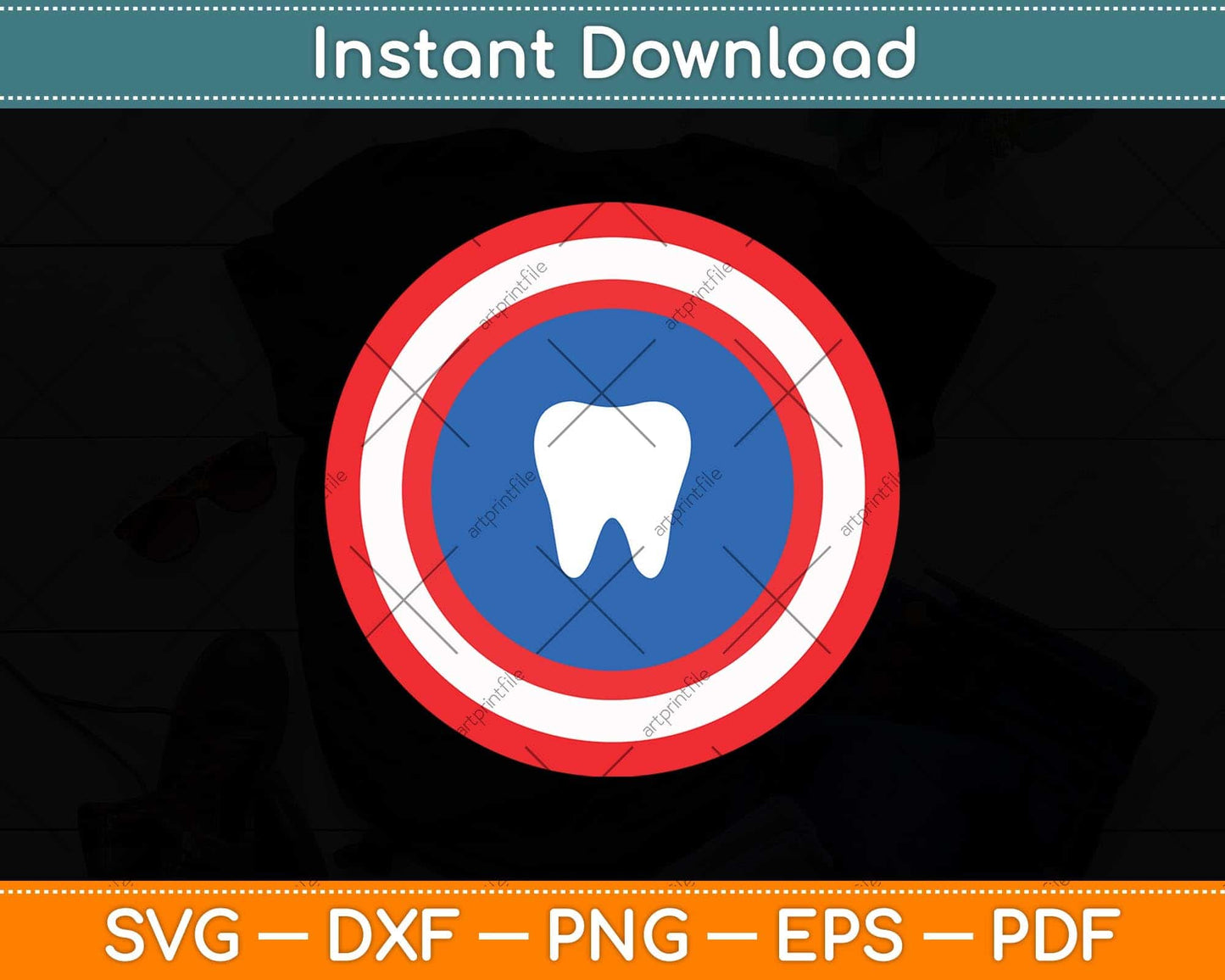 Captain Tooth Funny Dentistry Dentist Svg Png Dxf Digital Cutting File