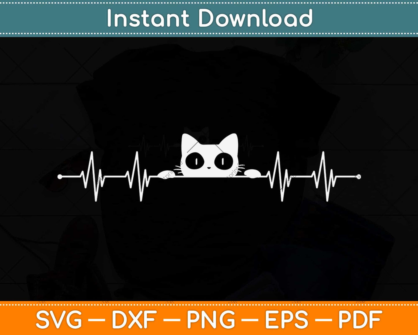 Cat Heartbeat Love Cats Svg Png Dxf Digital Cutting File