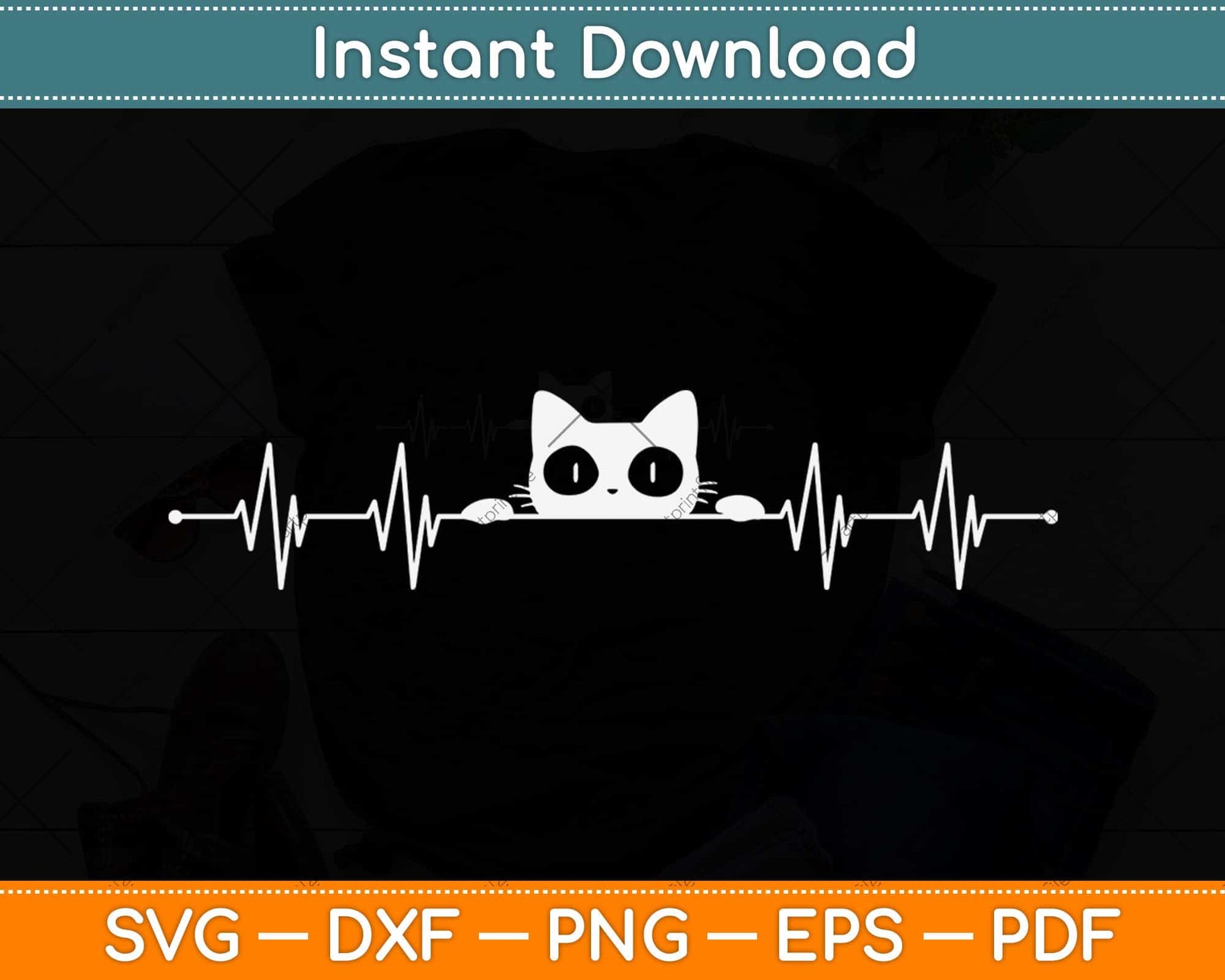 Cat Heartbeat Love Cats Svg Png Dxf Digital Cutting File