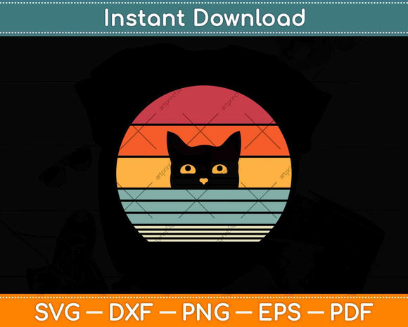 Cat Vintage Retro Style Svg Png Dxf Digital Cutting File