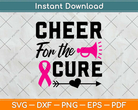 Cheer For A Cure Breast Cancer Awareness Svg Png Dxf Digital Cutting File