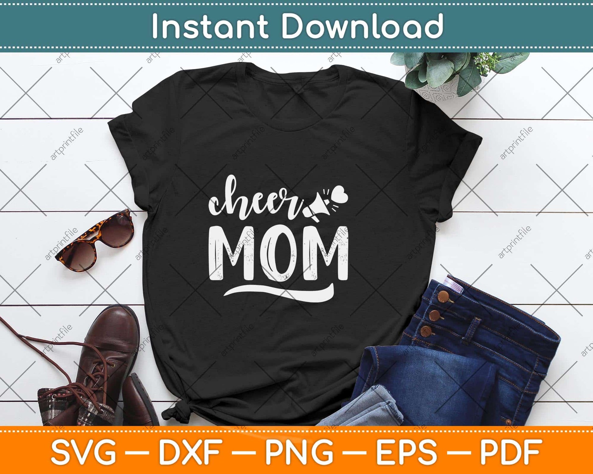 Cheer Mom Megaphone With Heart Accent Svg Png Dxf Digital Cutting File