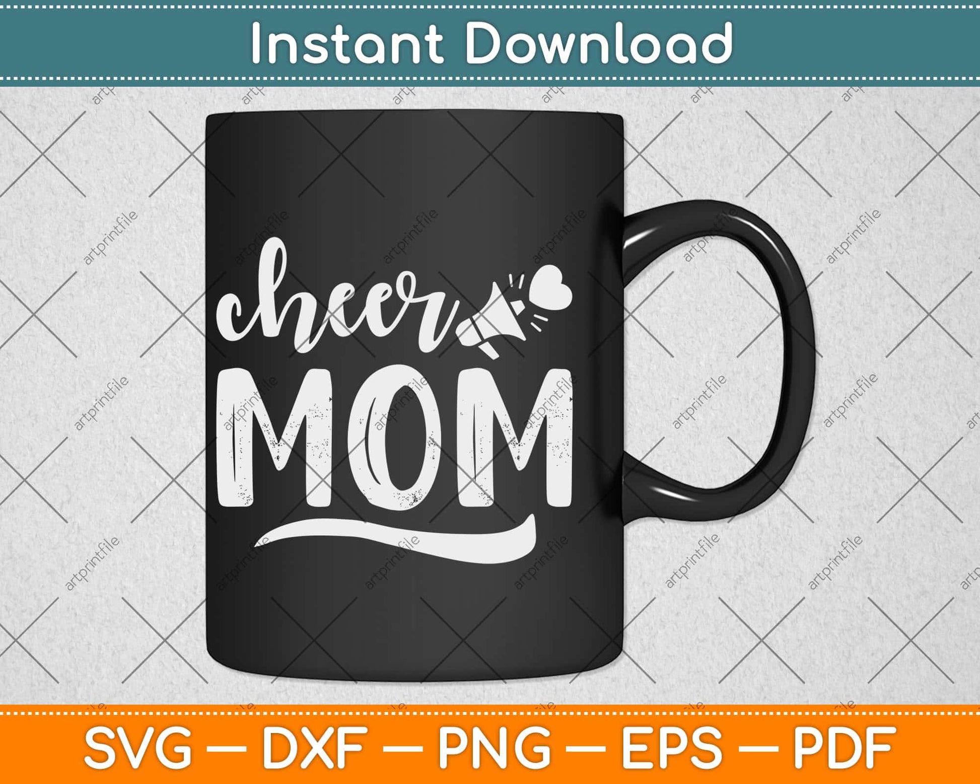 Cheer Mom Megaphone With Heart Accent Svg Png Dxf Digital Cutting File