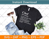 Chef Definition Funny Line Cook Svg Design Cricut Printable Cutting Files