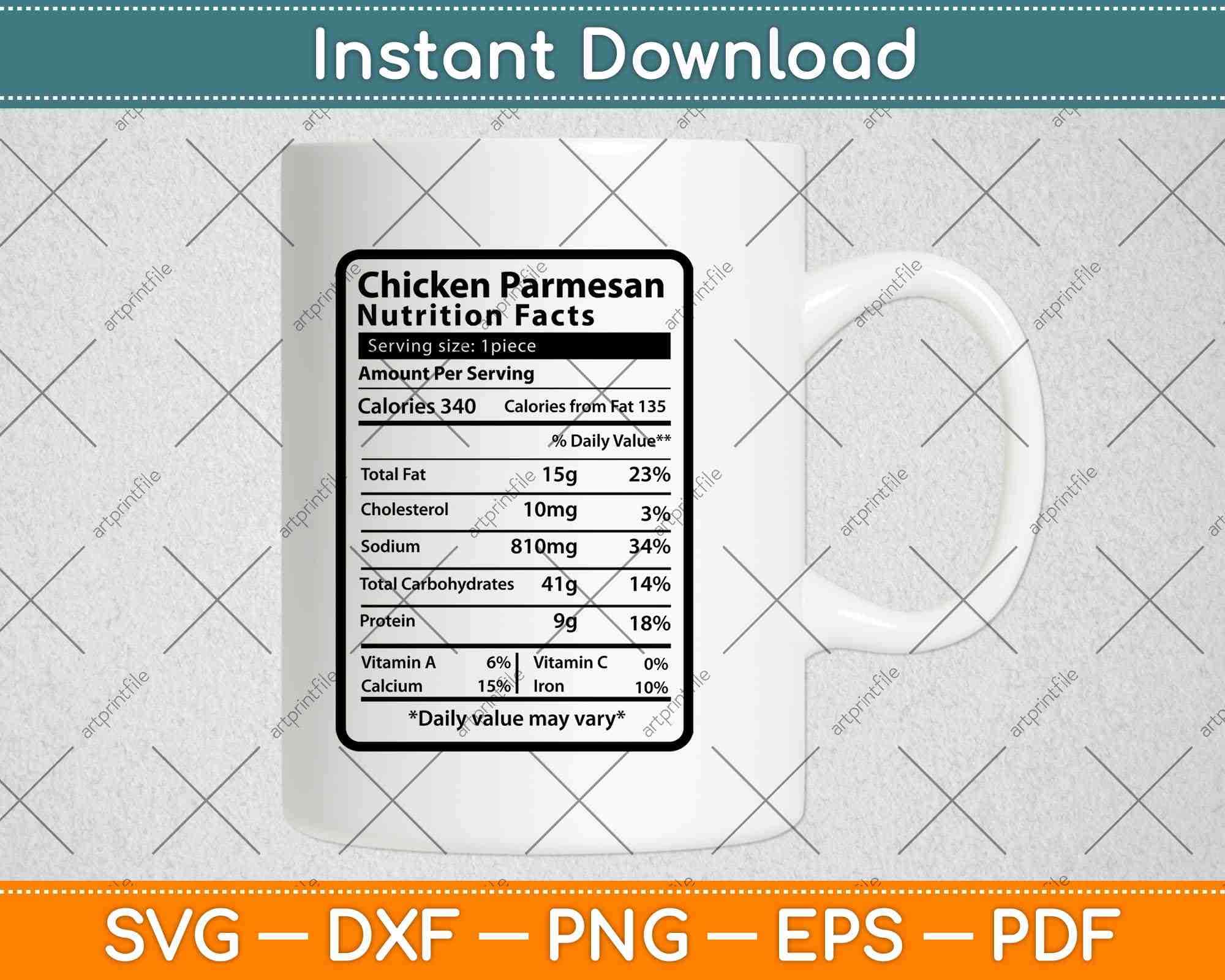 Chicken Parmesan Nutrition Facts Svg Png Dxf Cutting Files artprintfile