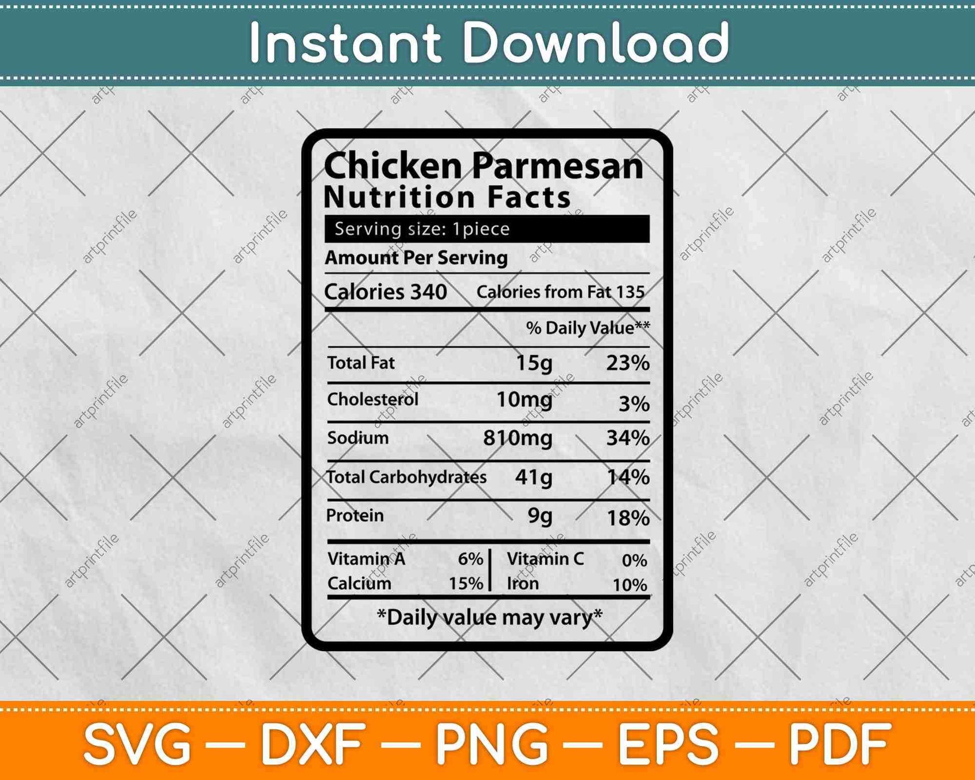 Chicken Parmesan Nutrition Facts Svg Png Dxf Digital Cutting Files