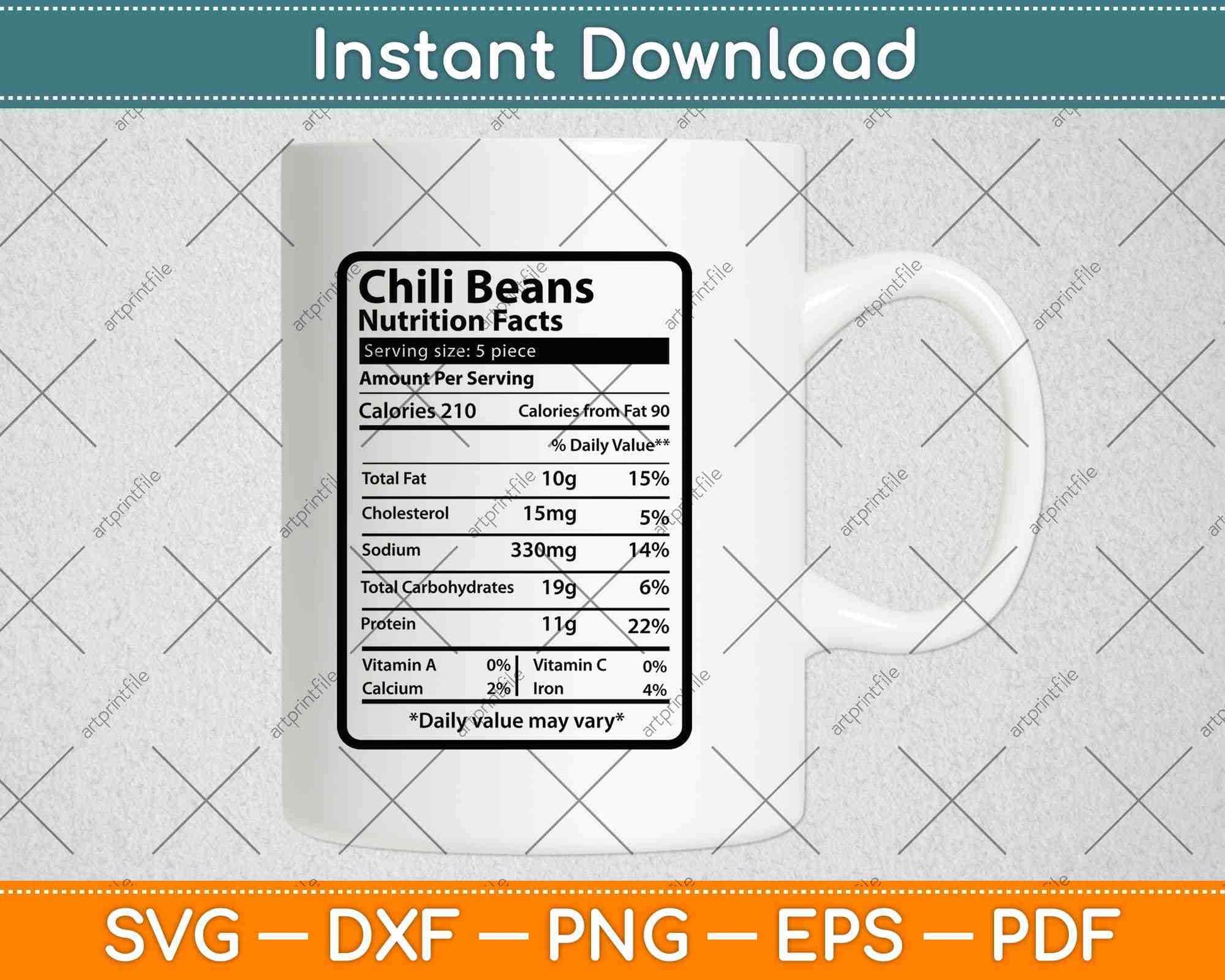 Chili Beans Nutrition Facts Svg Png Dxf Digital Cutting Files
