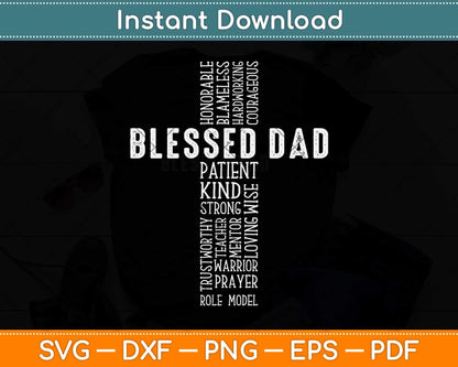 Christian Blessed Dad Cross Fathers Day Svg Png Dxf Digital Cutting File