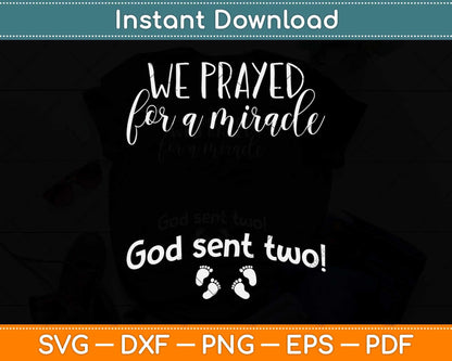 Christian Twin Babies Pregnancy Announcement - God Sent Two Svg Png Dxf Cutting File