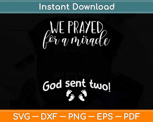 Christian Twin Babies Pregnancy Announcement - God Sent Two Svg Png Dxf Cutting File