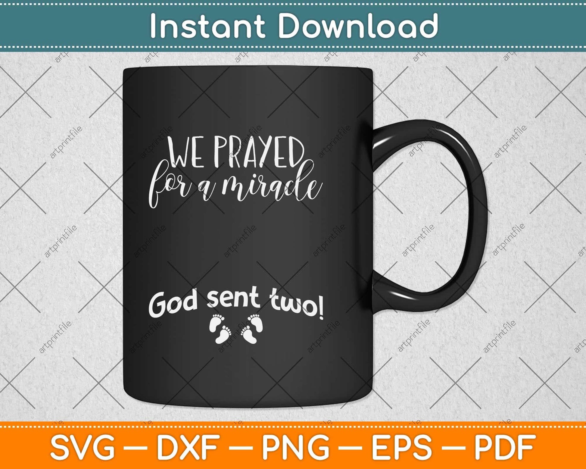 Christian Twin Babies Pregnancy Announcement - God Sent Two Svg Png Dxf Cutting File