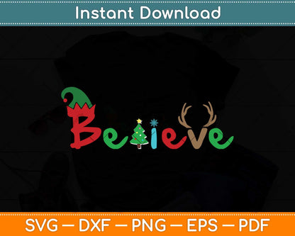 Christmas Believe Svg Png Dxf Digital Cutting File