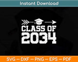 Class Of 2034 Grow With Me Graduation First Day Of School Svg Png Dxf File