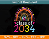 Class Of 2034 Rainbow Pink Graduate Preschool Kindergarten Svg Png Dxf Cutting File