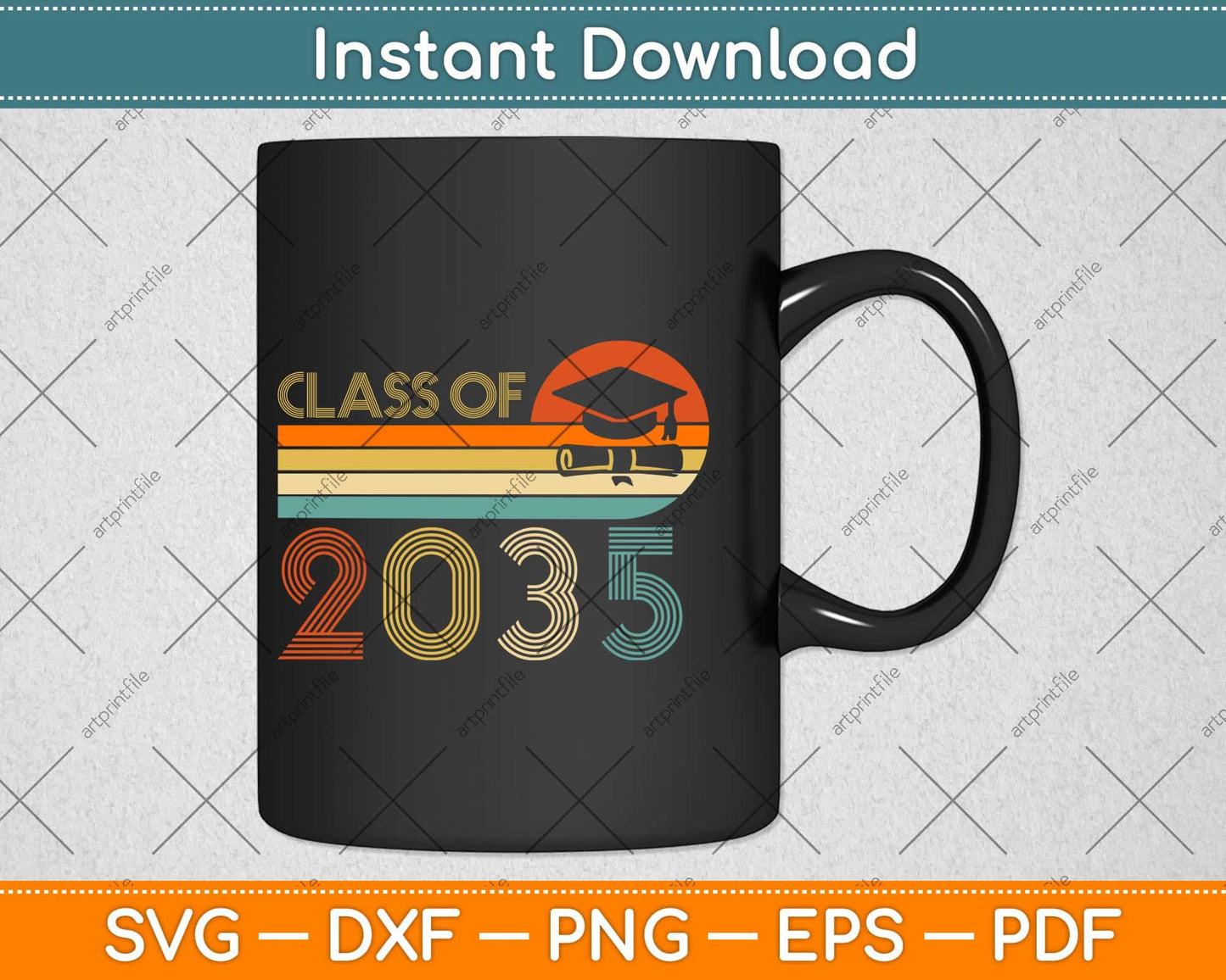 Class Of 2035 Grow With Me Pre-K Graduate Vintage Retro Svg Png Dxf File