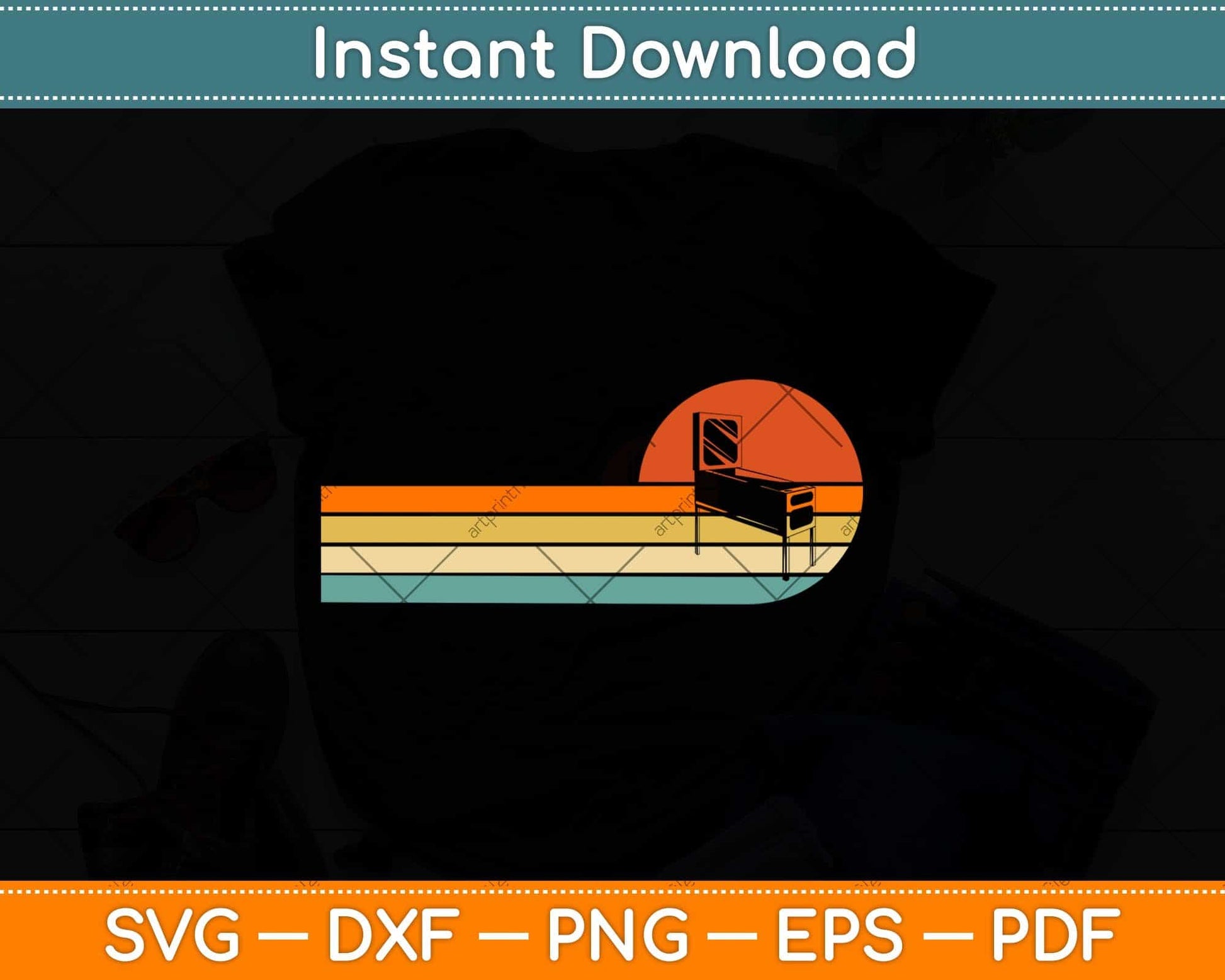 Classic Vintage Retro Pinball Svg Png Dxf Digital Cutting File