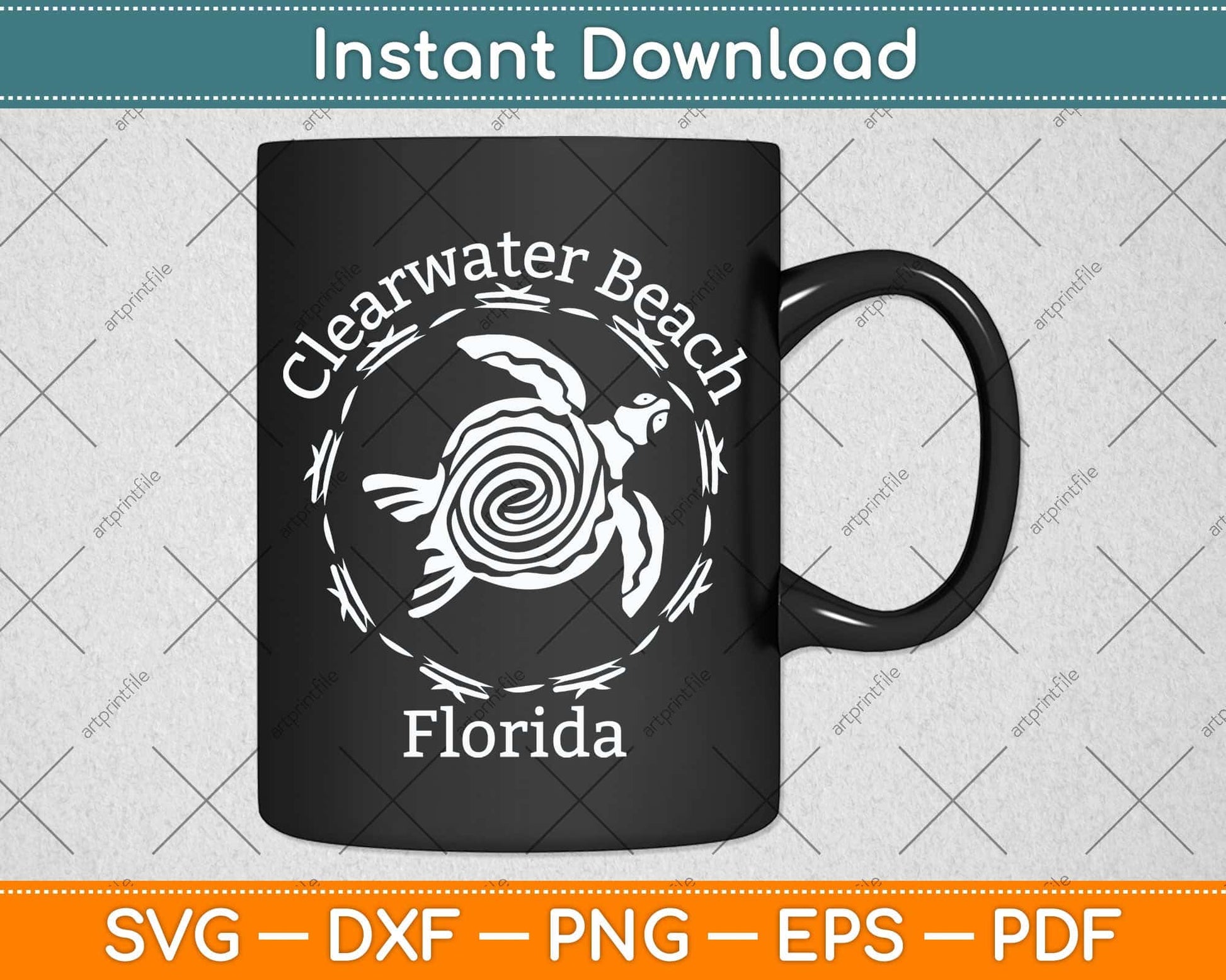 Clearwater Beach Vintage Tribal Turtle Svg Png Dxf Digital Cutting File