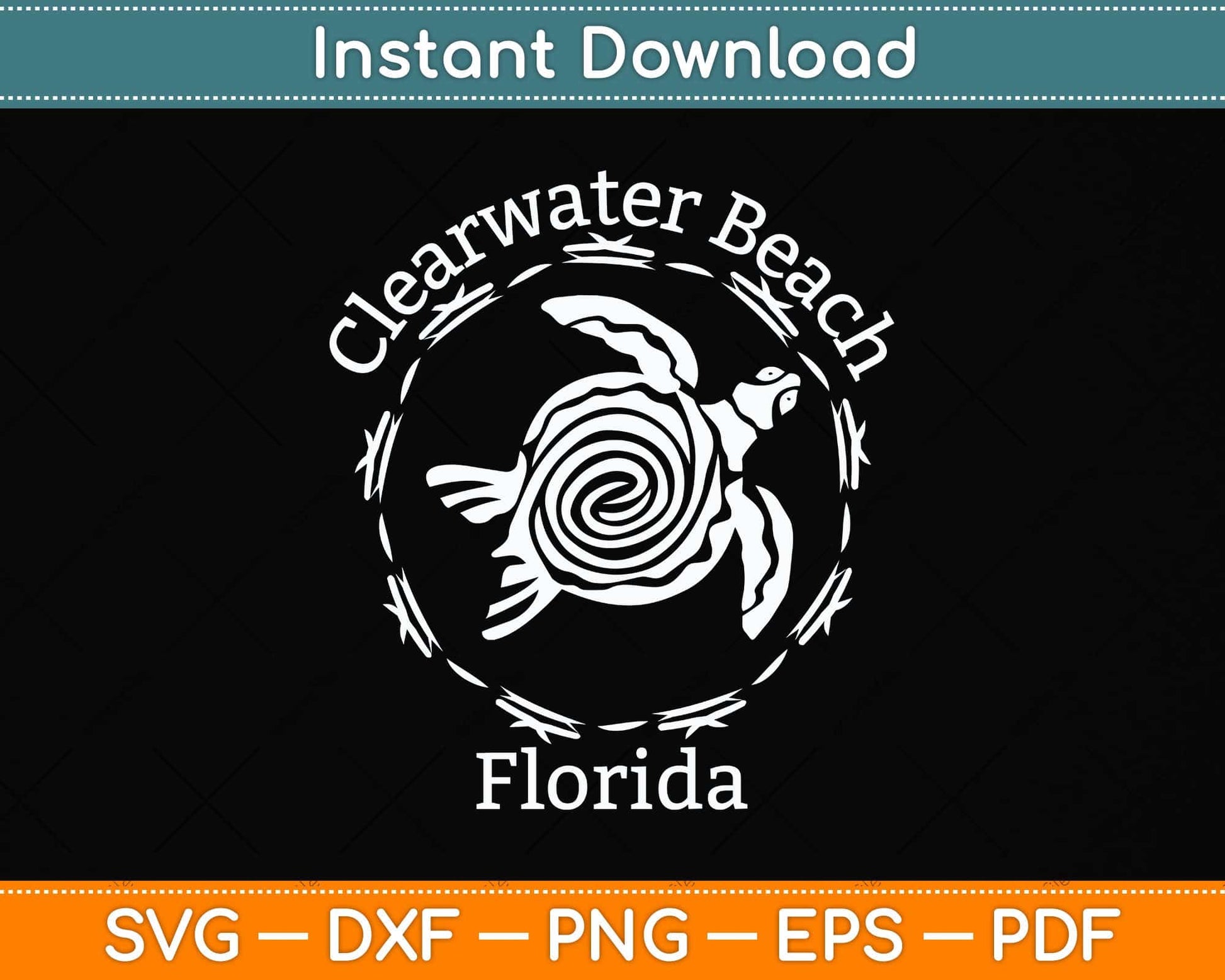 Clearwater Beach Vintage Tribal Turtle Svg Png Dxf Digital Cutting File