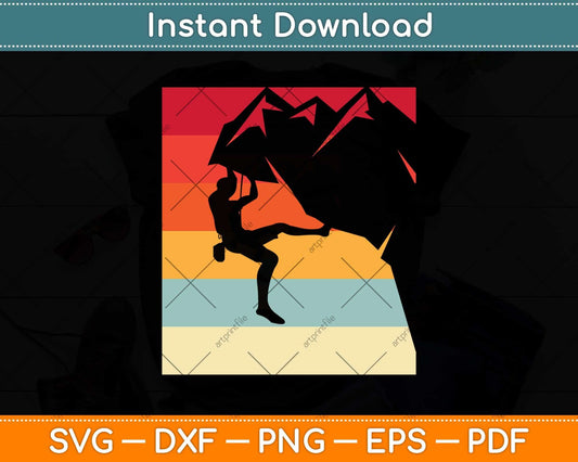 Climber Climbing Bouldering Free Speed Solo Vintage Svg Png Dxf Digital Cutting File