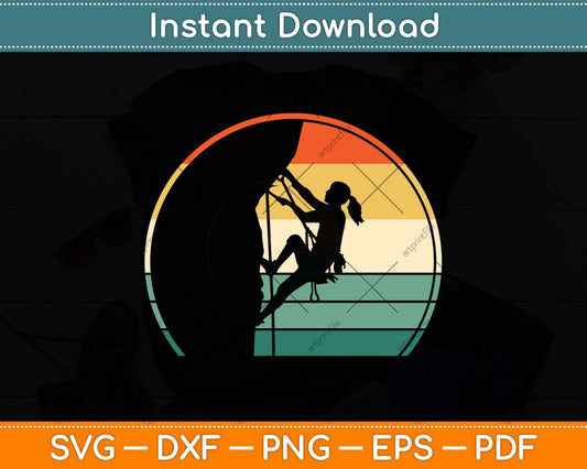 Climbing Bouldering Climber Girl Retro Svg Png Dxf Digital Cutting File