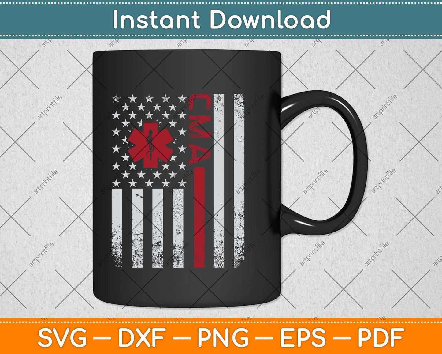 CMA Certified Medical Assistant USA Flag Svg Png Dxf Digital Cutting File