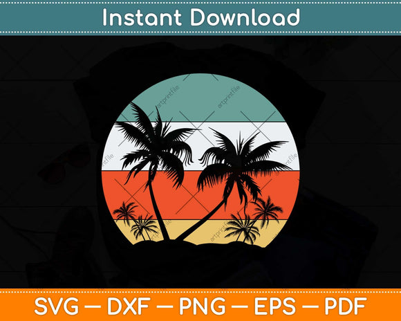 Coconut Tree Palm Vacation Tropical Summer Svg Png Dxf Digital Cutting File