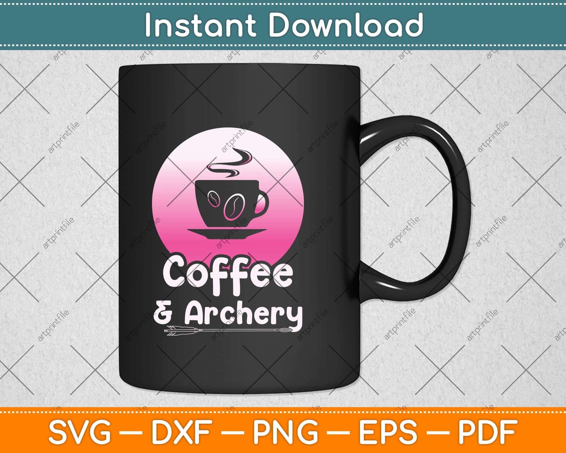 Coffee and Archery Svg Png Dxf Digital Cutting File
