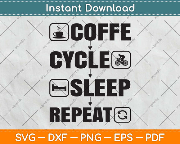 Coffee Cycle Sleep Repeat Svg Design Cricut Printable Cutting Files