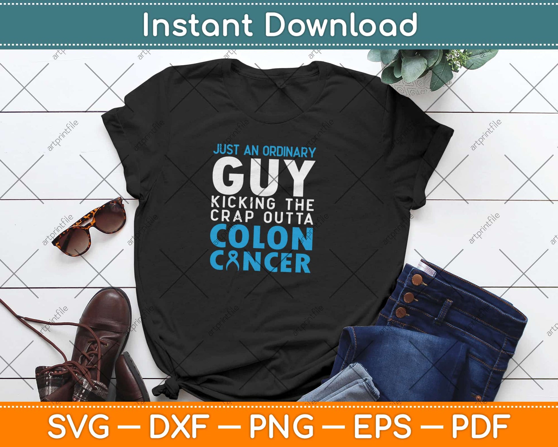 Colon Cancer Fighter Guy Funny Quote Svg Design Cricut Printable Cutting Files