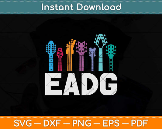 Cool Electric Bass Eadg Guitar Rock Music Player Svg Png Dxf Digital Cutting File