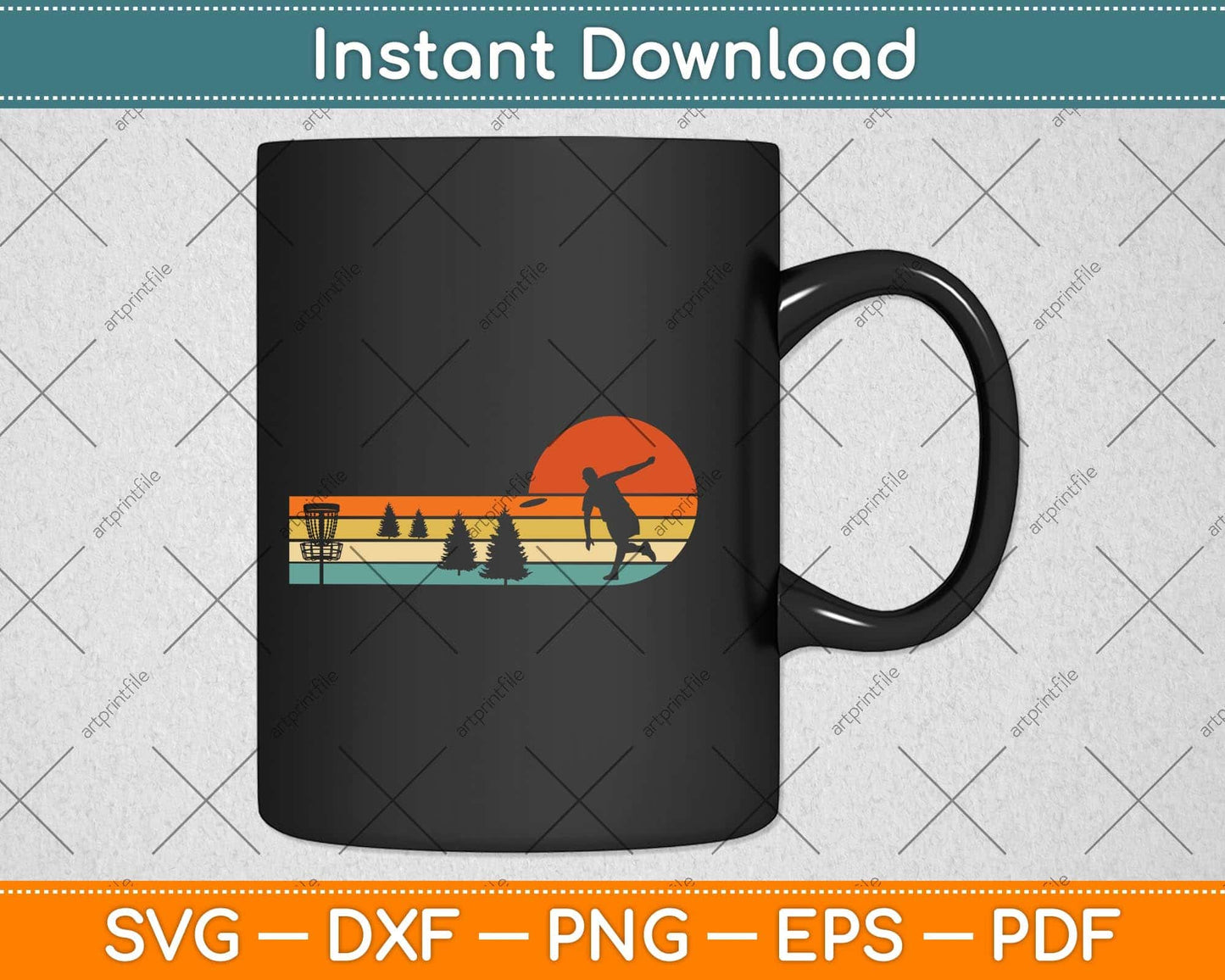 Cool Retro Disc Golf Sport Svg Png Dxf Digital Cutting File