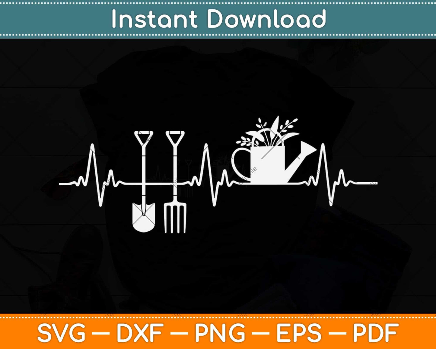 Cool Watering Can Heartbeat Gardening Svg Png Dxf Digital Cutting File