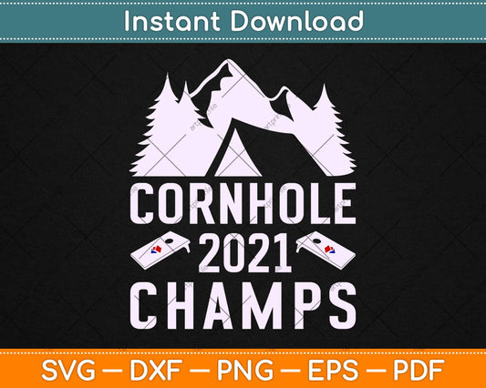 Cornhole Champion Winner 2021 Distressed Vintage Cool Gift Svg Design