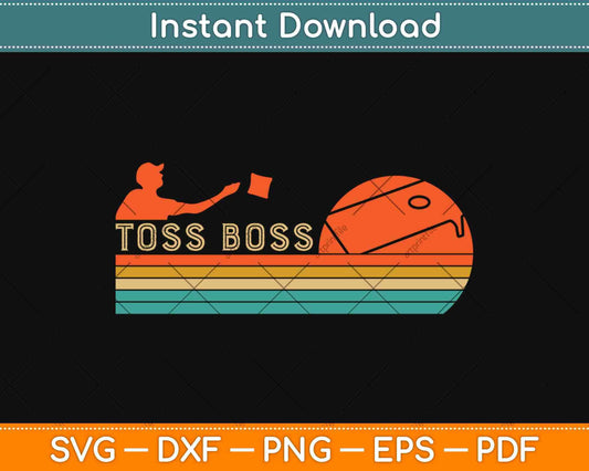 Cornhole Toss Boss Retro Vintage Stripes Svg Design Cricut Printable Cutting Files