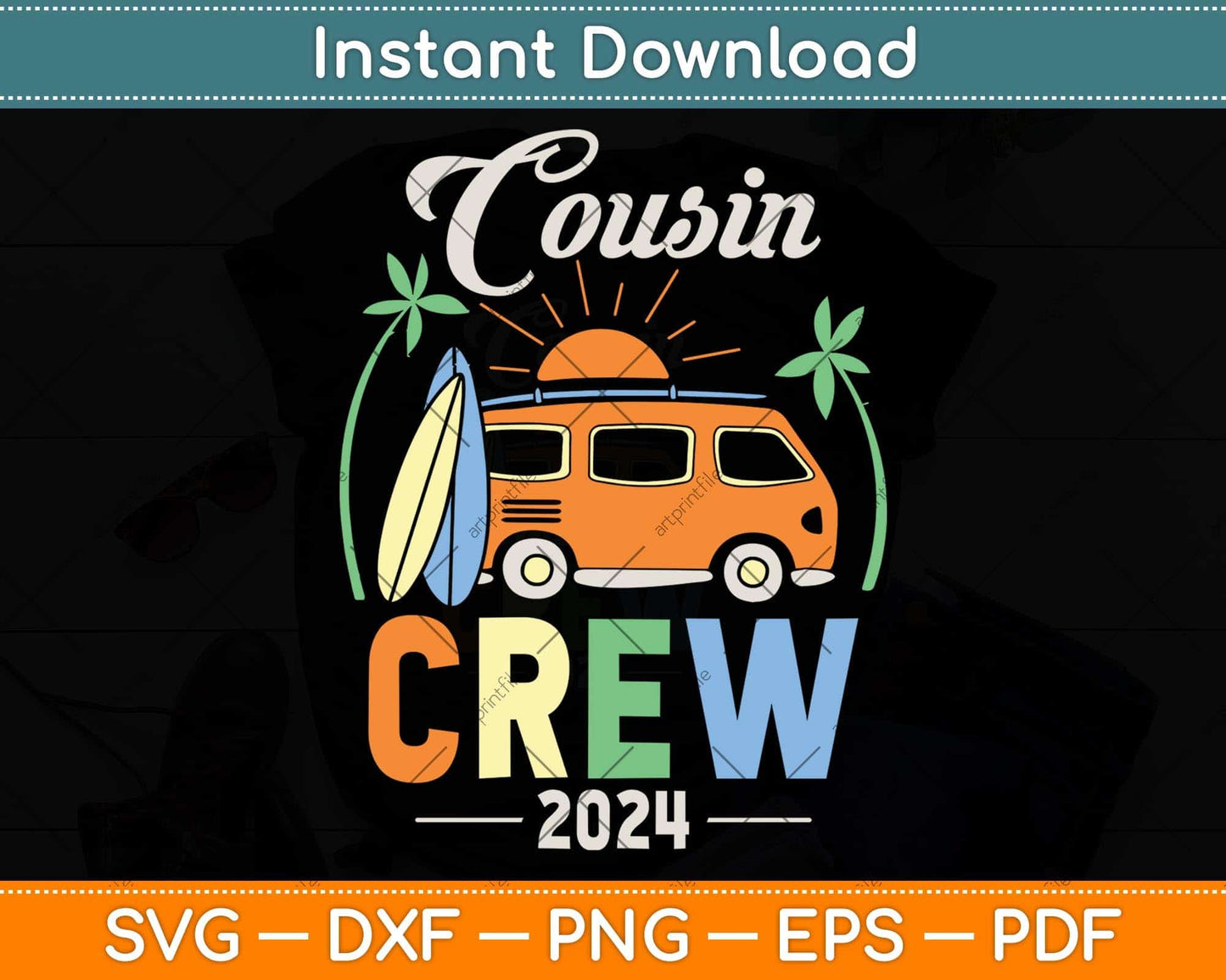 Cousin Crew 2024 Summer Vacation Beach Matching Family Trip Svg Png Dxf Cutting File