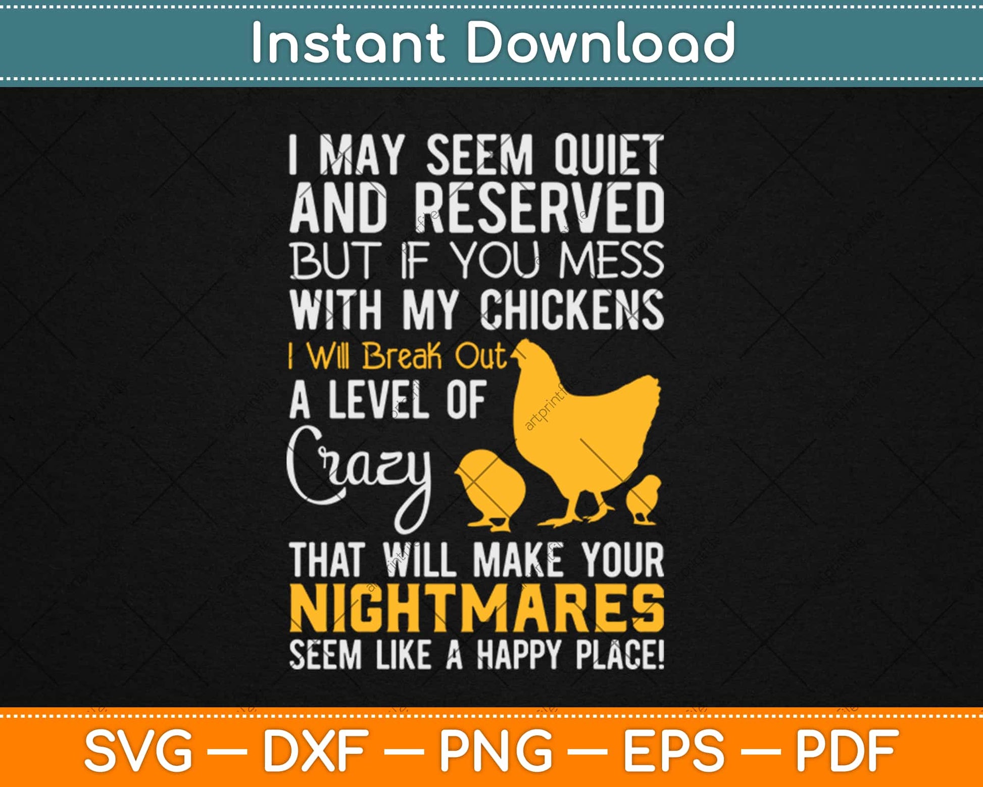 Crazy - Funny Chicken Farmer's Svg Design Cricut Printable Cutting Files