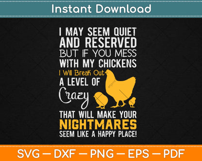 Crazy - Funny Chicken Farmer's Svg Design Cricut Printable Cutting Files